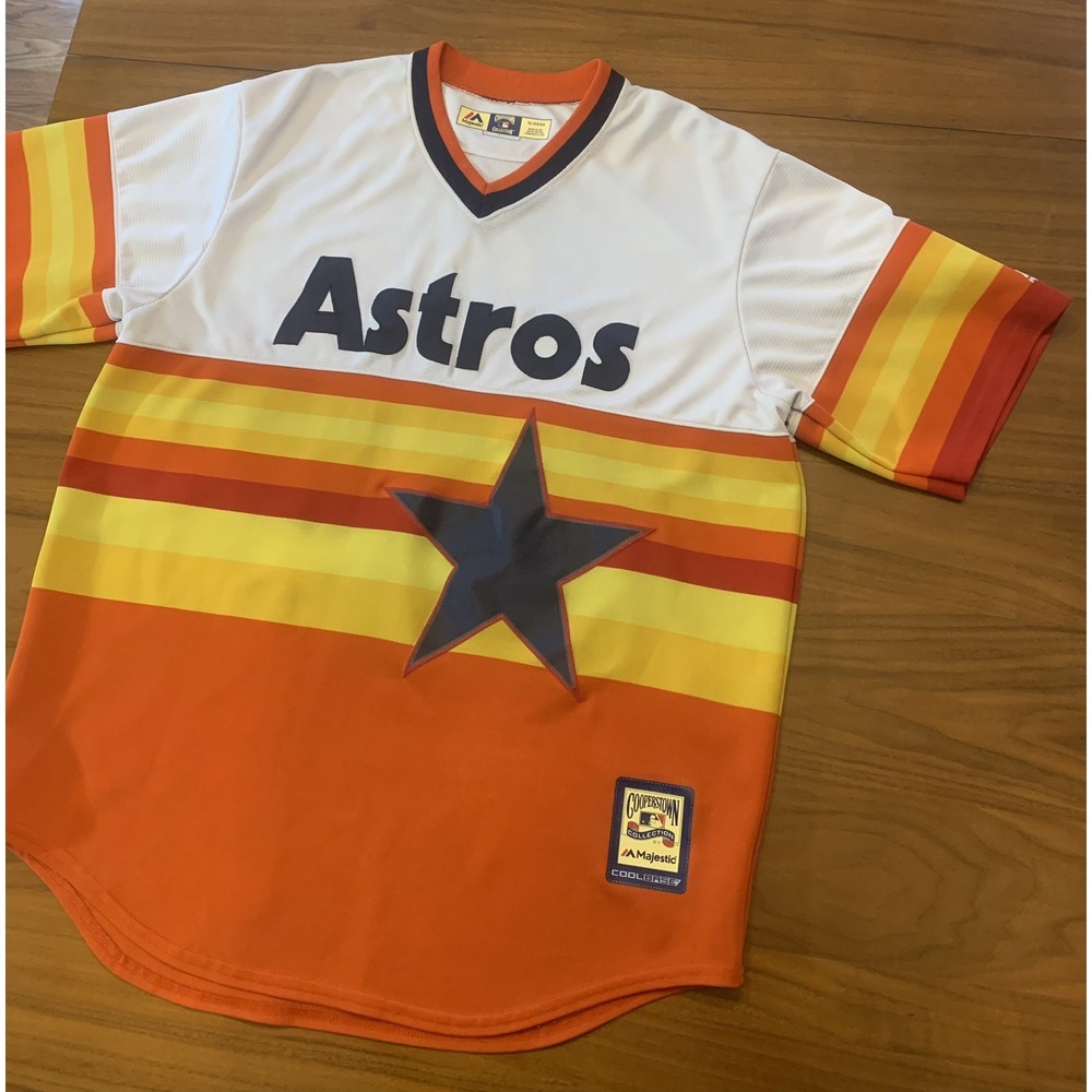 Vintage Houston Astros Majestic Jersey XL Cooperstown Collection Rainbow Knit